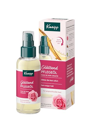 Kneipp Pflegeöl Glättend - Hautöl für anspruchsvolle Haut mit zart-rosigem Duft - Mit Bio Rosenblüten Extrakt - 100ml