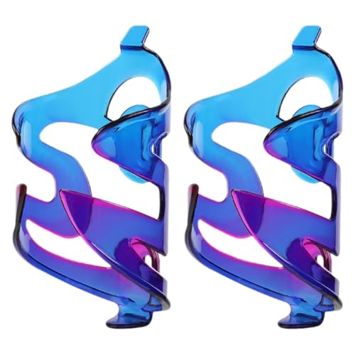 predolo 2 Pieces Bike Water Bottle Holder Bike Cup Holder Bracket Sturdy Easy to Install Lightweight for Road/Mountain Bikes, Blue and Purple