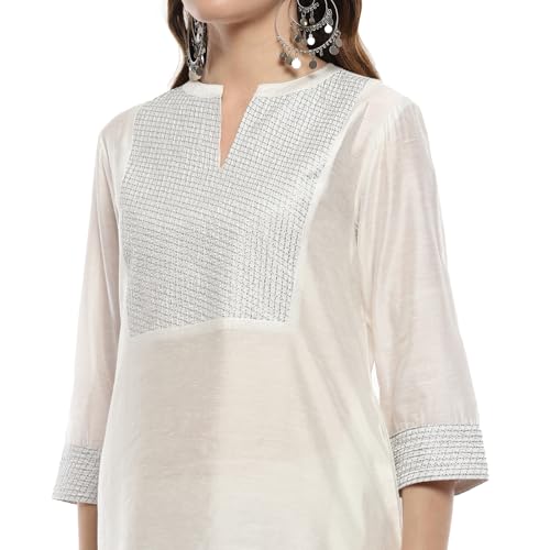 Image of BIBA Women Nylon Viscose Regular Fit Straight Yarndyed Kurta