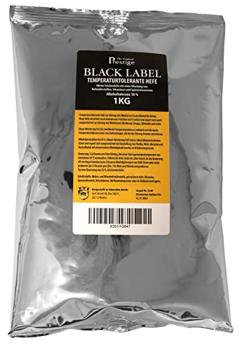 Prestige Black Label 1 kg Turbo-Hefe 18 Prozent - Allzweckhefe für die Heimbrauerei, eignet sich für die Herstellung von Trauben- und Obstwein, als Basisalkohol für Getränke, Alkoholmaische und mehr Cover