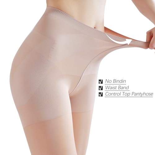 Women's Tights 40D Microfibre Semi Opaque Control Top Pantyhose with Reinforced Toes 2 Pairs2