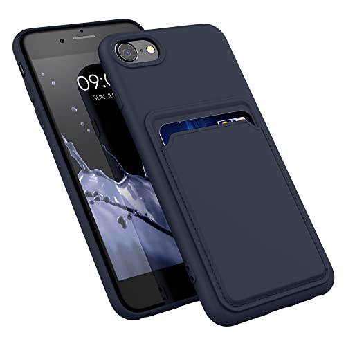 kwmobile Case Compatible with Apple iPhone SE (2022) / SE (2020) / 8/7 Case - TPU Phone Cover with Credit Card Holder - Dark Blue by kwmobile - Image 8
