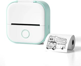 Sticker Printer, Mini Thermal Printer,Portable Bluetooth Pocket Phone Printer with 1 Roll Sticker Paper for Anatomy Flashcards, Journal, Photos, Notes, Kids Gift (: Green)
