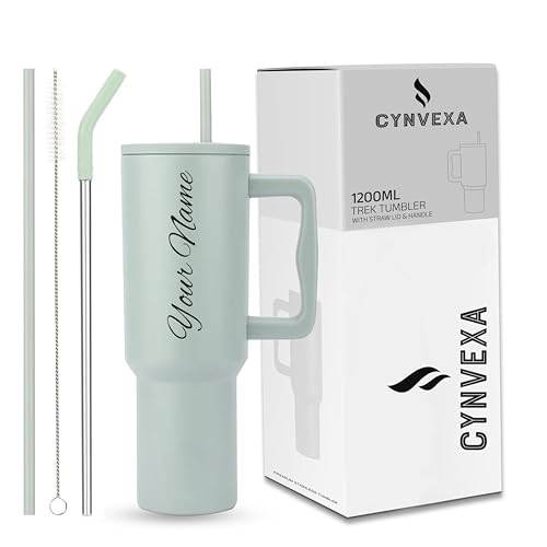 Image of CYNVEXA Personalized with Your Name, Tumbler with lid and Straw 1200ML Cup Stainless Steel Vacuum Insulated Tumbler for Water, Iced Tea or Coffee 1.2L Office Gym Travelling (Pista)