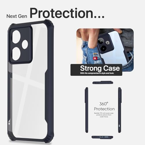 Image of Pikkme Back Cover for Realme GT 7 5G / GT 7T 5G | Ultra Hyrbid | Full Camera Protection | Raised Edge | Crystal Clear Transparent Bumper Case (Blue)