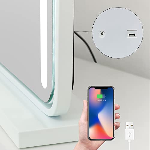 Wayking Vanity Mirror With Lights, Large Vanity Makeup Mirror Lighted With Touch Sensor, 3 Lighting Modes, 360 Degree Rotary Mirror With Usb Port (W23.6 X L20.5 Inch) #TOP4