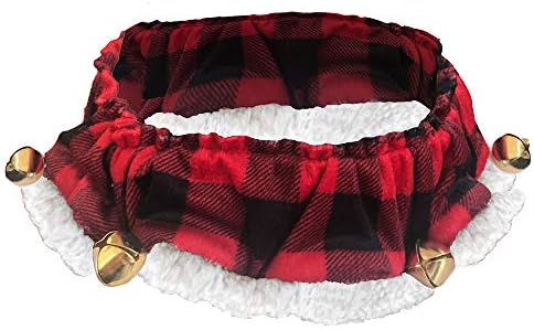 Huxley & Kent Ruff Pet Scrunchy | Buffalo Check (Extra-Large) | Festive Christmas/Holiday Neckwear for Dogs/Cats | Fun Stretchable Costume Accessory | Soft Collar with Bells