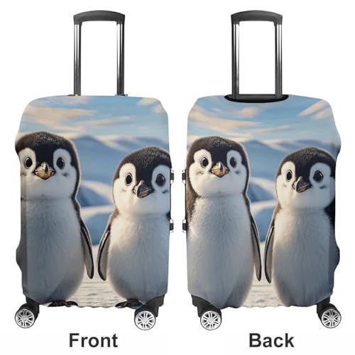 Cute Penguins Luggage Cover, Elastic Luggage Protector Fits 19-32in Suitcases, Washable & Anti-Scratch Suitcase Cover for Men Women M3