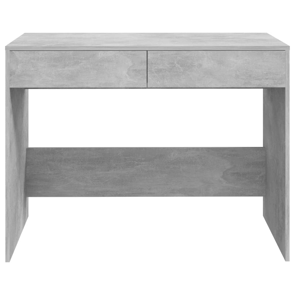 Scrivania grigio cemento, 101 x 50 x 76,5 cm, in legno con 2 cassetti, robusto tavolo da lavoro per ufficio e casa, piano stabile per monitor e accessori, semplice