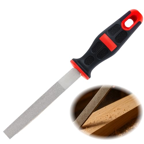 6-Zoll Diamantbeschichtete flache Feile mittlere Körnung 150, für Glas, Keramik, Fliesen, Stein, Marmor und Granit, beidseitige Diamantbeschichtung, ergonomischer Komfort-Massagegriff mit Aufhängeloch