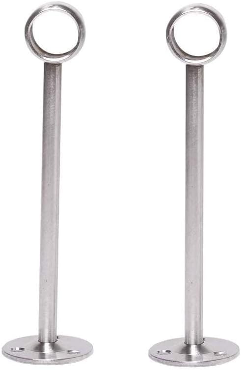 Wardrobe Pipe Bracket, 0.75Inch Dia, Ceiling Mounted Rail Rod Support Socket Silver Tone 2Pcs, (Bettomshin)