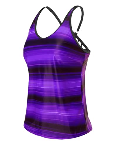 Image of Yonique Womens Tankini Top Only Athletic Swim Top Modest Tankini Swimsuit No Bottom