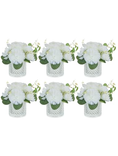NUPTIO Small Fake Flower in Vase: 6 Pcs Silk Artificial