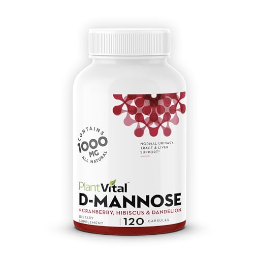 Plantvital D Mannose Capsules with Cranberry - D-mannose 1000mg Capsules - High Potency for Bladder, Kidney and Urinary Tract Support. Cranberry Powder with Hibiscus and Dandelion. 2 Months Supply