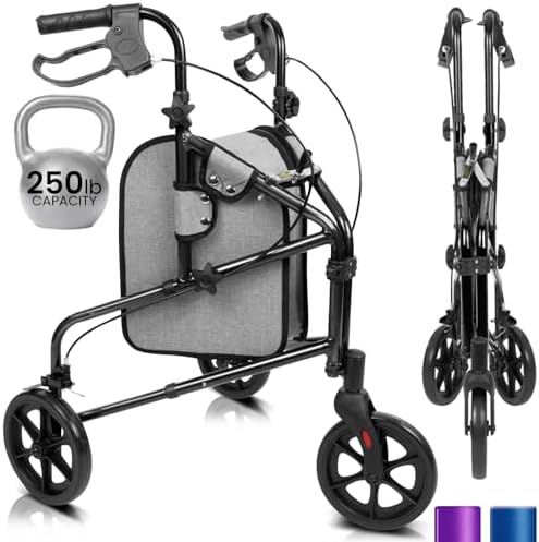 Amazon.com: Vive Mobility 3 Wheel Walker - Three Wheeled Rollator for ...