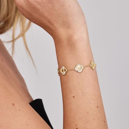 Electric Picks Clover Icon Bracelet for Women – Ideal for Layering or Solo Wear - Adjustable 6.5" Link - 14K Gold Plated2