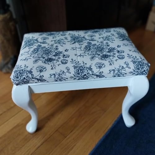 Linen Blue Floral Fabric by The Yard - Upholstery Fabric by The Yards Floral Pattern Sewing Quilting Cloth 60 Inch Width for Chairs Sofas Tablecloth Curtains Reupholstery DIY Projects - 2 Yard - Thumbnail 4
