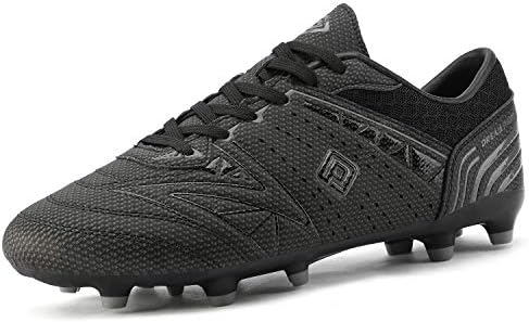 DREAM PAIRS 160859 Men's Sport Flexible Athletic Lace Up Light Weight Outdoor Cleats Football Soccer Shoes Black DK.Grey Size 9