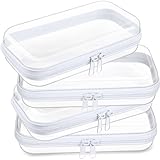 Packages Includes: this set includes 4 clear hard zipper cases in white color, offering ample space for organizing your essentials; Suitable for organizing a variety of items, whether you're packing for travel, storing office supplies, or keeping per...