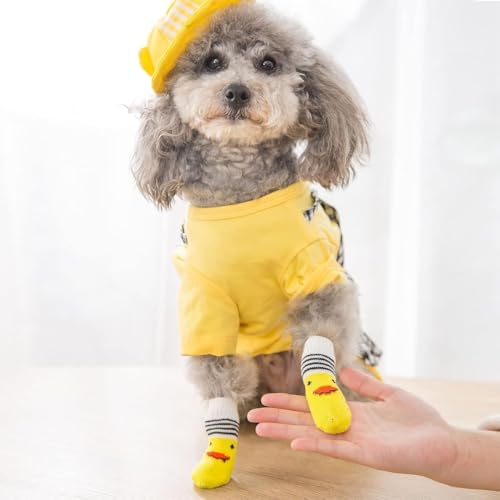 COYUN 16 Stück Indoor Anti-Rutsch Socken für Hunde, Paw Protectoren Hundesocken, Hundesocken Pfotenschutz, Drinnen Warme Haustierschutz für Kleine