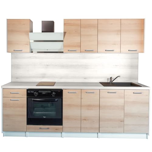 Cuisineandcie - Cuisine Complete ECO Chene Naturel 240 cm - Set de 7 Meubles de Cuisine, Rangement Cuisine Equipee Complete Brun