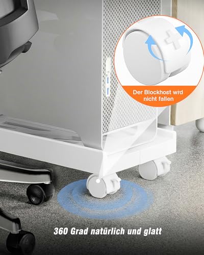 BOTEWO Soporte para PC con Ruedas: Torre de Ordenador Ajustable, Universal, con Bloqueo de Ruedas, para Oficina en Casa, Blanco - imagen 3
