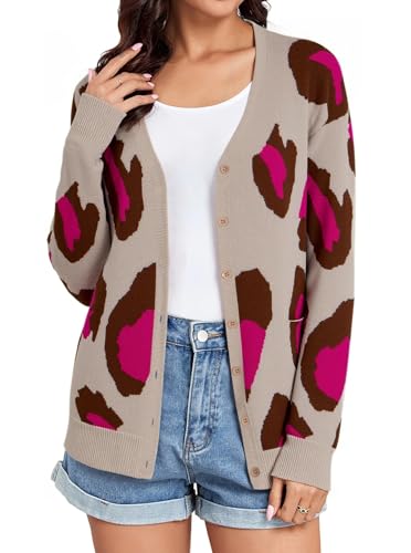 Image of Women's Lightweight Button Down Cardigan Sweaters Long Sleeve Classic V Neck Knit Soft Shrugs with Pocket