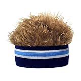 YEKEYI Halloween unisex zabawna czapka beanie opaska na głowę z kolczastymi włosami regulowana peruka czapka z daszkiem sztuczna czapka z włosami, NavbluwhiBla, 58