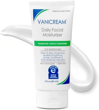 Vanicream Daily Facial Moisturizer With Ceramides and Hyaluronic Acid - Formulated Without Common Irritants for Those with Sensitive Skin, 3 fl oz (Pack of 1)