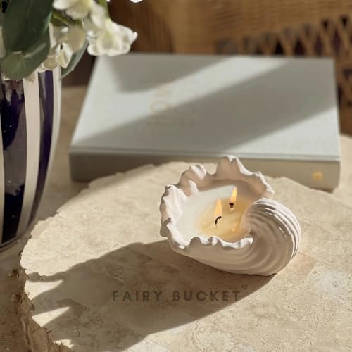 Image of Fairy Bucket Seashell Scented Candle - Aesthetic Shell Decorative Aroma Candle for Home Decor, Bedroom & Living Room - Luxury Fragrance Candle for Relaxation, Spa & Gift (Conch Shell)