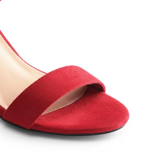 DREAM PAIRS DREAM PAIRS Heels for Women Chunky Block Heel Open Toe Ankle Strap 3.5 Inch Heeled Sandals for Party Date Wedding,Size 9.5,Red,DWUMHS2534