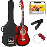 Best Choice Products 30in Kids Acoustic Guitar, All-in-One Beginner Starter Kit w/Strap, Case, Extra Strings, Rosette Inlay - Redburst