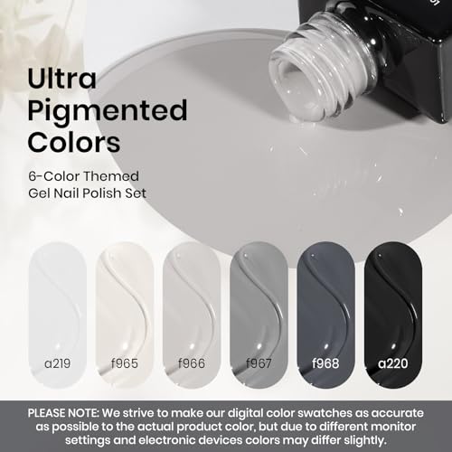 Image of Beetles Grey Gel Polish Set, Soft Eclipse Collection, 6 Colors