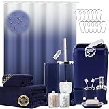 Photo Gallery xlhomo set di accessori da bagno blu navy, 24 pezzi con tenda da doccia, asciugamani da bagno, cestino, dispenser di sapone e portasapone, per bagno/inaugurazione della casa Photo Gallery xlhomo set di accessori da bagno blu navy, 24 pezzi con tenda da doccia, asciugamani da bagno, cestino, dispenser di sapone e portasapone, per bagno/inaugurazione della casa