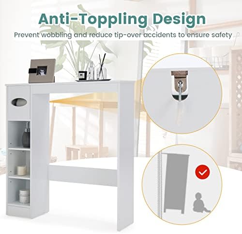 RELAX4LIFE Freestanding Over-The-Toilet Shelf, Bathroom Storage Rack with Paper Roll Holder & Adjustable Shelves, Space-Saving Tissue Cabinet Laundry Storage Unit over Washing Machine (White)