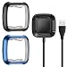 CAVN Case Charger Compatible with Fitbit Versa, TPU Bumper Protective Cover Protector + 3.3 FT Replacement Charging Cable (Can Charge Case On)