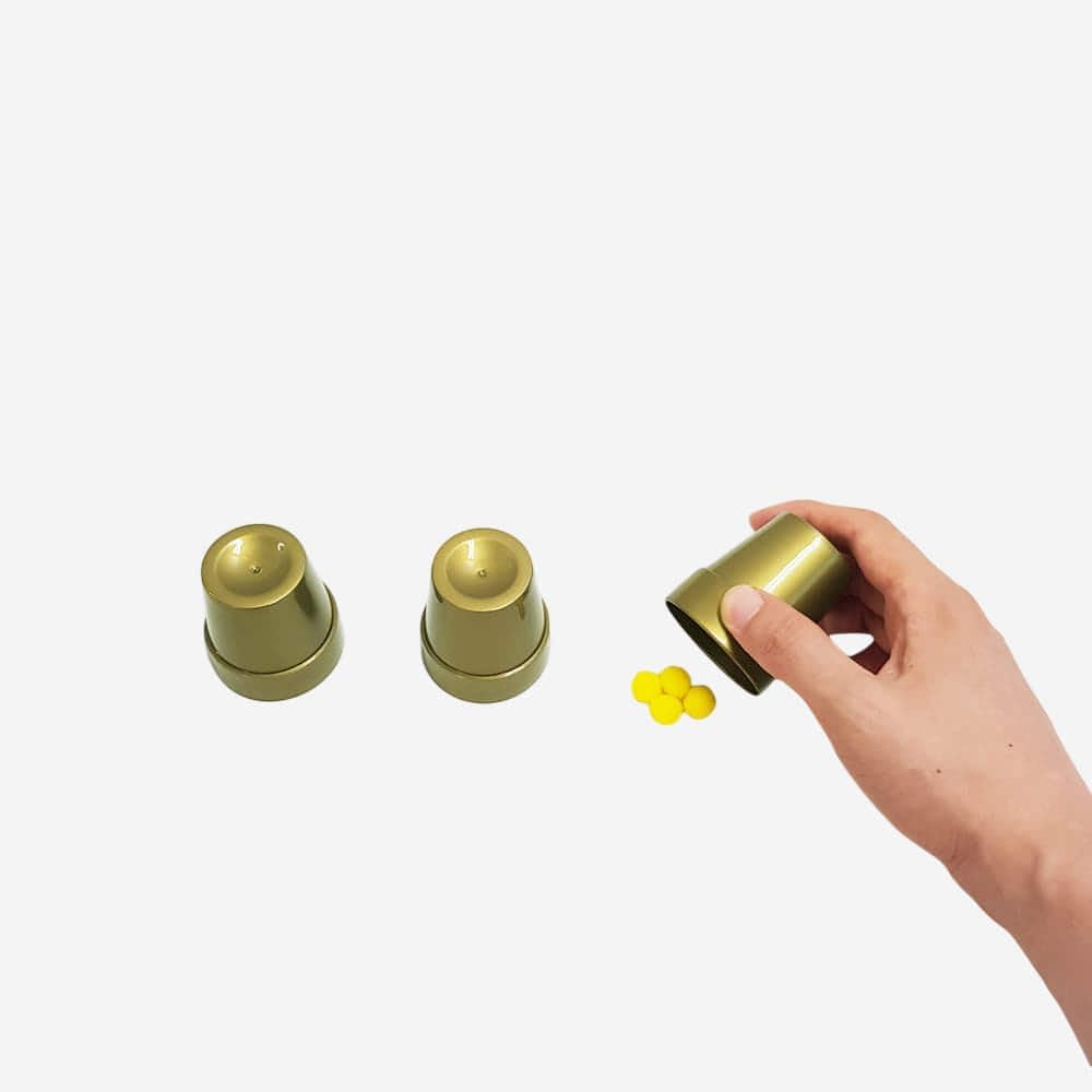 Golden Cups & Balls Mini Set (Small Size) – Impossible Vanish & Multiplication Magic Trick