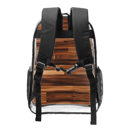 Sac à dos transparent avec poches multiples et finitions grain de bois - 2