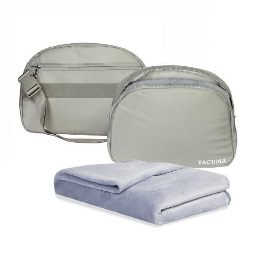 Travel Blanket Airplane Compact with Bag, Ultra-Soft Flannel 40” x