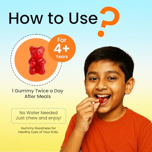 Image of Isotine Eye Gummy for Kids - Natural Vision Support | Reduces Digital Eye Strain | Daily Eye Nutrition with Lutein, Zeaxanthin & Astaxanthin | 30 Gummies