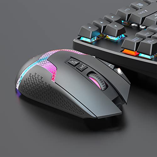 Aogtunal Wireless Mouse Bluetooth Ergonomic, Usb-C Rechargeable, Computer Gaming Mice With Thumb Rest Side Buttons 3 Connectivity Modes Rgb 5 Dpi,Right Hand For Pc Laptop Mac #TOP6