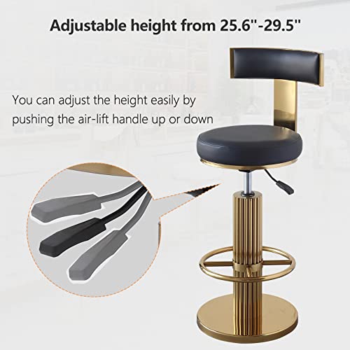 Funrolux Swivel Bar Stools With Backrest, Modern Adjustable Height Counter Stool With Metal Legs And Comfortable Cushion, Black And Gold Bar Chair For Kitchen Island Counter (Black) #TOP3
