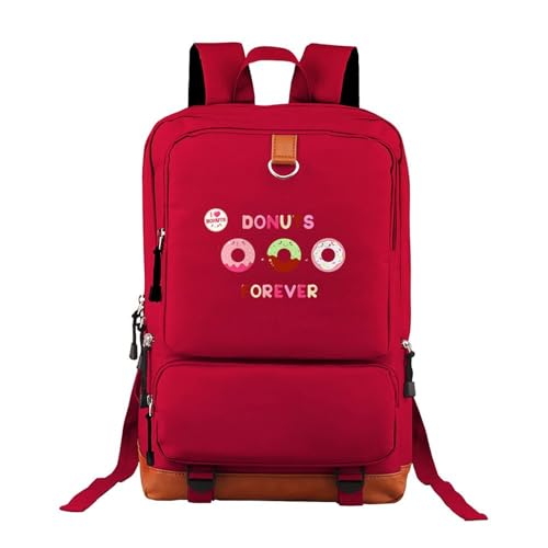 Red Cute Donuts Backpacks Oxford Trendy Durable for Teens College Students Bookbag 12