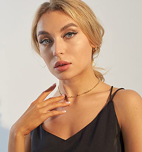 Lcherry Dainty Coin Choker Necklace 14K Gold Plated Disc Choker Necklace For Women #TOP2