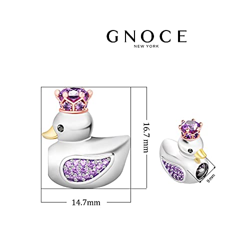 Gnoce "As Happy As Duck 925 Sterling Silver Duck Bead Charm Animal Pendant Jewelry Elegant Amethyst Stones Duck Queen Charm Fit For Charm Bracelet And Necklace Women Girls Gift #TOP6