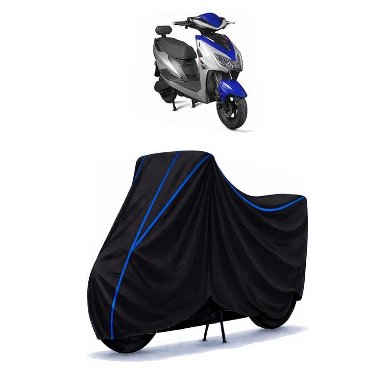 Image of Scooty Cover Water Resistant for e-bike Gen Next Nanu | Universal Scooter & Bike Cover | Heavy Duty UV Dust, Rain & Scratch Protection | Elastic Fit All Weather Indoor Outdoor | Black with Blue Piping