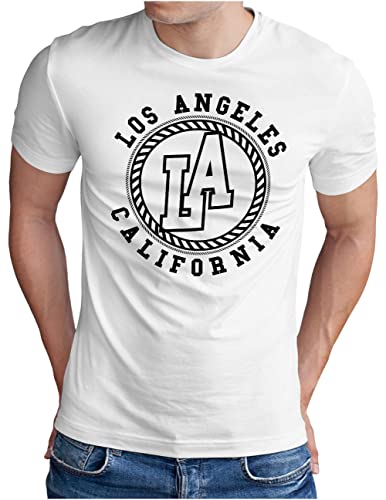 T-shirt OM3 Los Angeles pour homme en coton blanc grande taille du S au XXXXXL
