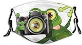 Photographer Merry Green Frog Taking His Camera Cute Funny Artful, Face Mask With Filter Anti Dust...
