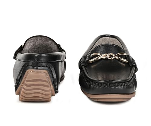 Image of LOUIS STITCH Women's Premium Slip-On Loafers with Buckle | Elegant Solid Slip-On Comfort Shoes for Casual and Formal Wear | Slip-On Loafer Shoes for Women | LSLD-BLR-HS02