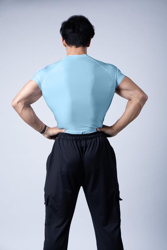 Image of COITONIC Men Compression Half Sleeves Round Neck T-Shirt for Gym and Sports Wear